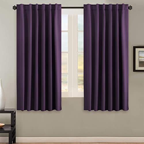 Image of H.VERSAILTEX Blackout Curtains Thermal Insulated Window Treatment Panels Room Darkening Blackout Drapes for Living Room Back Tab /Rod Pocket Bedroom Draperies, 52 x 63 Inch, Plum Purple, 2 Panels