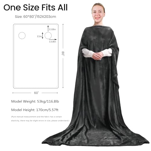 Wearable Blanket with Sleeveless for Adults, Softness Comfort Warmth Fleece Gift for Women Men, Snuggy Body Throw TV Blanket for Home Office Lounge, Gift for Her - Image 3