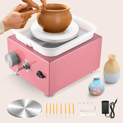 Torno Alfarero, Torno Ceramica Eléctrico de 2000 RPM para la Enseñanza Escolar y Talleres de Bricolaje y Aficionados a la Cerámica con Placas de 10/6,5 cm y Herramienta de Modelado Kit