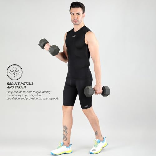 Image of DSC MPS 318 Sando Compression - Superior Muscle Support for Gym, Sports and Athletes to Enhance Performance, Color - Black, Size - S
