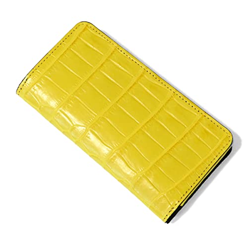 CRM1500-i14 iphone14 iphone14pro / ケース 手帳型 手帳ケース iphoneケース/クロコダイル革 マット ブラック・イエロー (iphone14, イエロー)