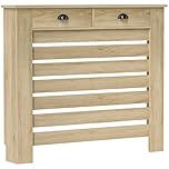 HOMCOM Radiator Cover with Drawer, Horizontal Slatted Grill, Oak Painted MDF Wood Cabinet Shelf Heating Cover for Living Room Bedroom Hallway, Medium (H: 95.5 / W: 111 / D: 19 cm)