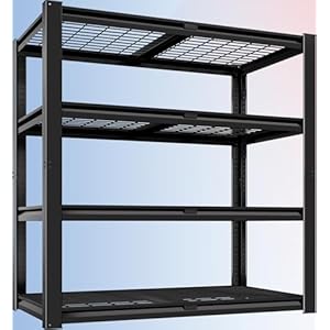 PrimeZone 40″ W Heavy Duty Garage Shelving 2200 LBS 4 Tier Storage Shelves Adjustable Industrial Metal Wire Shelf Utility Rack for Garage,Basement,Pantry,Warehouse,Commercial,40″ W X 20″ D X 60″ H