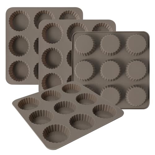 Beibunhn 4 PCS Silicone Chocolate Peanut Butter Cup Mold,9 Cavity Non-stick Candy Butter Hot Cocoa...