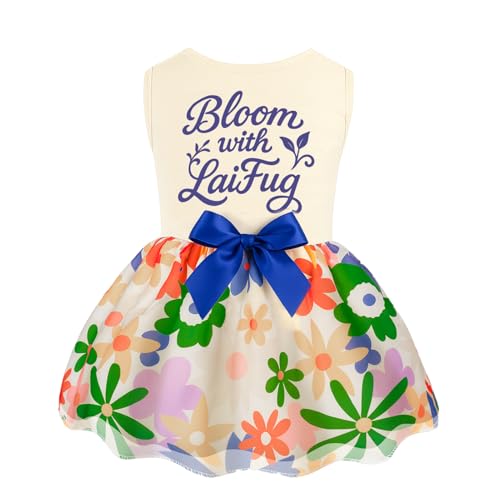 Laifug Dog Dress Puppy Print Princess Dog Dress Cute Party Wear (Colorful, L) L Colorful