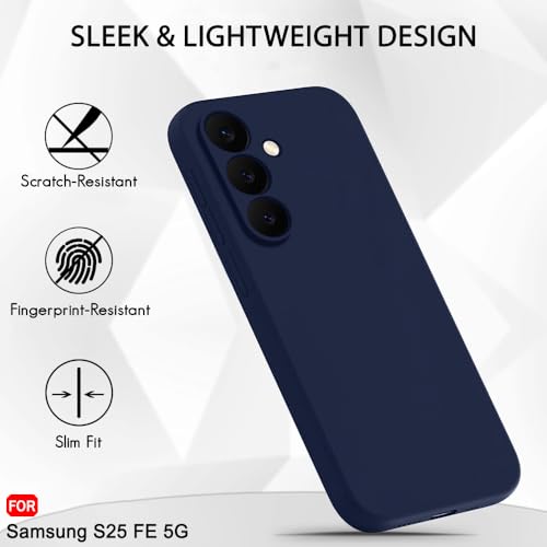 Image of TheGiftKart Liquid Silicone Back Cover Case for Samsung Galaxy S25 FE 5G | Soft Micro-Fibre Lining Inside | Camera & Screen Protection | Shockproof Back Cover for Samsung S25 FE (Silicone, Blue)