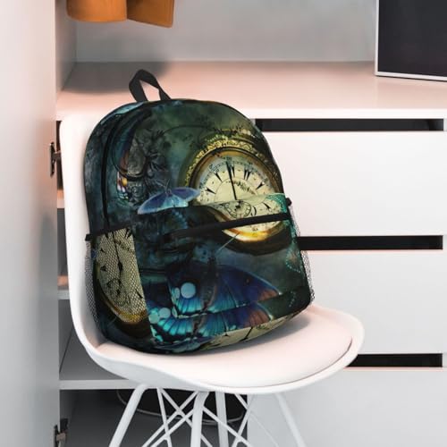 Mochila para laptop con estampado de mariposas y tirantes ergonómicos negros 7