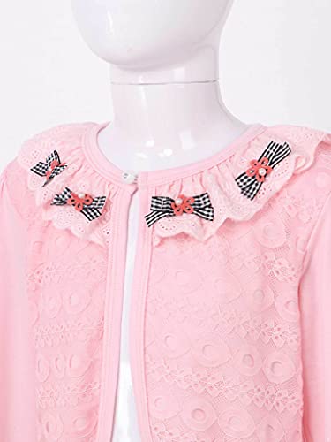 Kid Girls Little Lace Bolero Cardigan Shrug Beaded Cotton Flower Long Sleeve Shrug Sweater with Pearls3