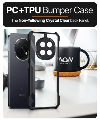 Image of WOW IMAGINE PC,Thermoplastic Polyurethane Shock Proof Clear Protective Back Case For Oppo F29 Pro 5G-Airedge Technology|360 Degree Camera Protection|Transparent Hybrid Back Case Mobile Cover-Black