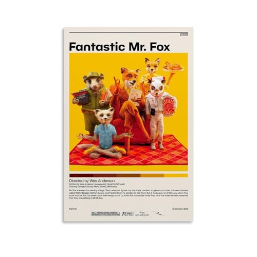VALKEM Fantastic Mr Fox Movie Poster Minimalist Vintage Poster Canvas 90s Wall Art Room Aesthetic Posters 12x18inch(30x45cm), Unframe-style-10