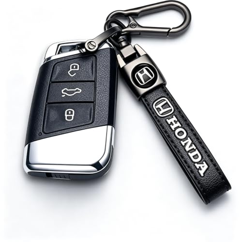 Image of Leather car Keychain Set for Men and Women Family Present Keychain Key Ring Lanyard (Black)