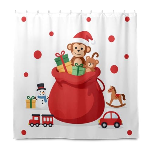 Rideau de douche Noël en polyester lavable pour inviter l'ambiance des fêtes chez soi - 2