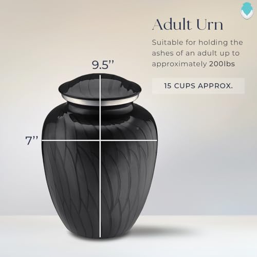 Image of Geturns - Adult Cremation Urns for Human Ashes I Large Pearl Black Photo Funeral Urn for Female and Male I 200 lbs