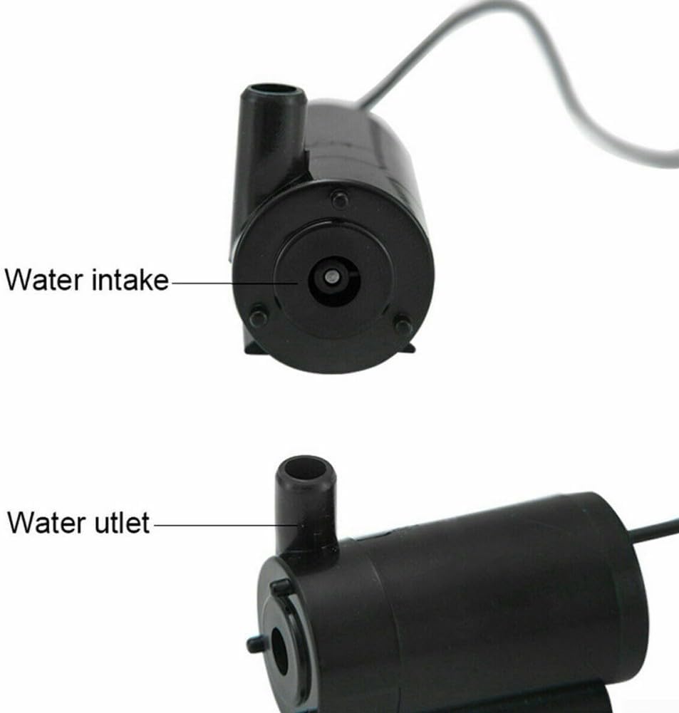 USB-Powered Mini Submersible Water for Small Aquariums, Fountains & Garden Watering – 5V DC, .2–.6 L/min Output, Low Noise, Energy Saving, 43×23 mm Black(2pcs)