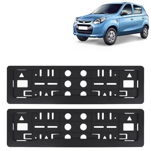 Image of KINGSWAY Alto Car Number Plate Frames for All 2012 Onwards Models of Maruti Suzuki Car Registration Plate Holders, Black Licence Plate Covers (Front and Rear), Universal Size 51.5 x 14.5 cm