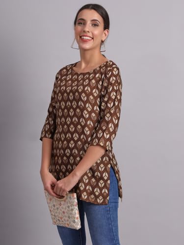 Image of PATLANI Women's Cotton Printed Short Fullstitched Kurti /Kurtas.