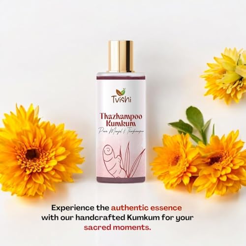 Image of Thazampoo Kumkum | Organic Maroon Bindi Powder for Women | Kumkum for Pooja | Organic Sindoor Powder | Non-Staining Aromatic Formula (Red, 50 g)