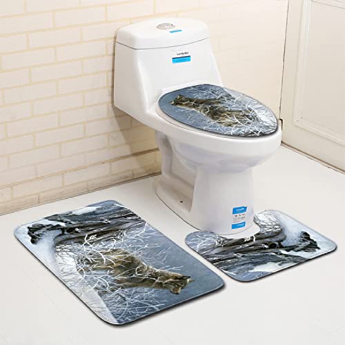 Badematten Set 3 teilig,Toilettenmatte Set,3er Badgarnitur Badezimmer Matte Set Dusch Bade Matte Vorleger Teppich 3D…