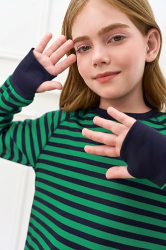 Image of Haloumoning Girls Striped Long Sleeve Shirts 5-14 Years