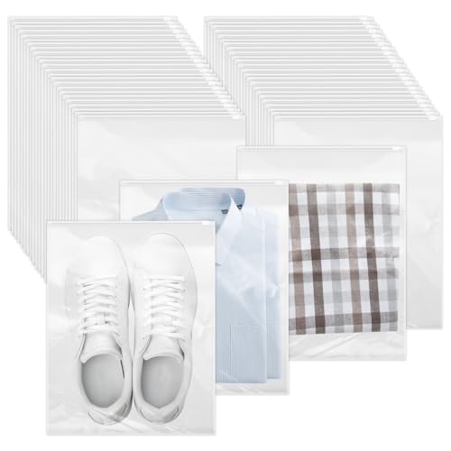Large Ziplock Bags 50 Pcs Zip Lock Bags Large 40x30cm Reusable Large Zip Lock Bags Thickening Travel Clothes Bags Durable Clear Storage Bags for Clothes Shoes Cosmetics