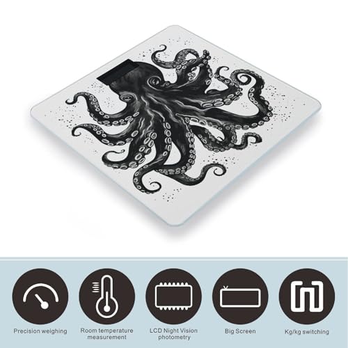 Báscula digital Classic Black Octopus para baño miniatura 3