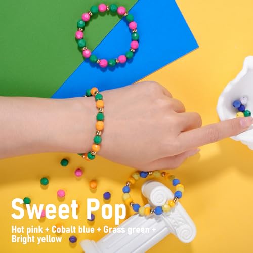 Image of 2600+pcs Faceted Beads Kit 18 Color Rainbow Opaque Plastic Beads Multicolor Loose Spacer Pony Beads Bulk Elastic String for Bracelets Necklaces Key Chains DIY Craft Jewelry Making