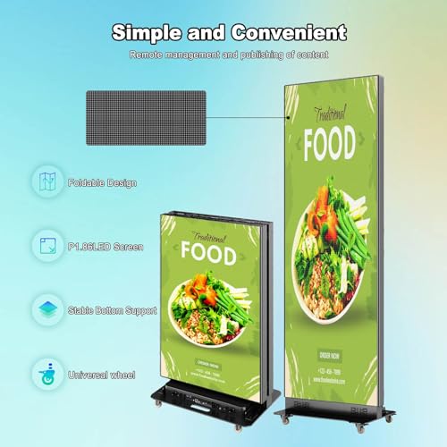 Image of Commercial LED Poster Display 80 inch, Digital Advertising Screen for Corporate Promotion, Trade Shows, Retail Stores & Event Rental, Plug & Play LED Signage with Cloud CMS & Splicing