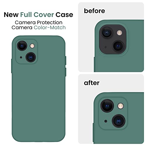 Image of FireNova Designed for iPhone 13 Case, Silicone Upgraded [Camera Protection] Phone Case, Soft Anti-Scratch Microfiber Lining Inside, 6.1 inch, Midnight Green