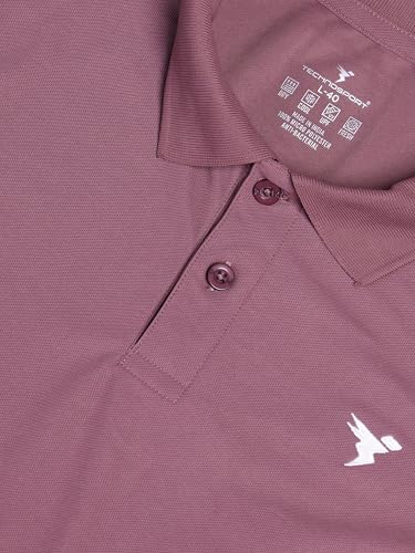 Image of TECHNOSPORT Men's Solid Slim Fit Polo Collar T-Shirt MATPIQ Half Sleeve Button Polyester for Gym Running Workout UPF50+ Anti Odour