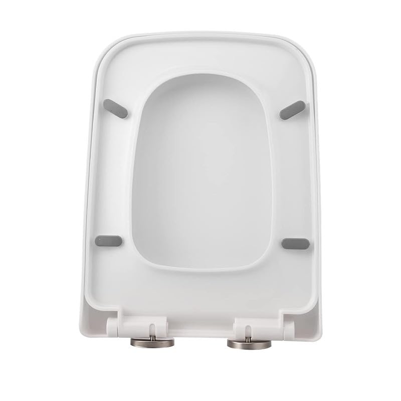 Xiao Ren Square Toilet Seat Soft Close, 35.5 * 45cm White Lid Quick Release Button for Easy Cleaning and Top Fixing Adjustable Hinges, PP Durable Loo