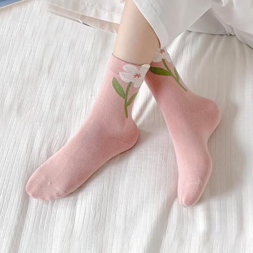 5 Pairs Cute Crew Socks for Women Funny Novelty Breathable Casual Socks3