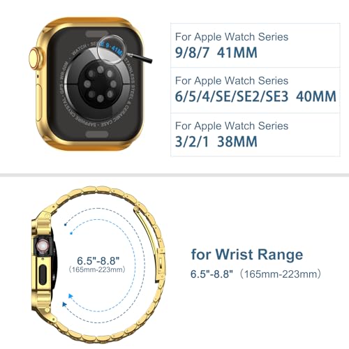 Image of MioHHR Stainless Steel Band with Case for Apple Watch Bands 41mm /40mm /38mm