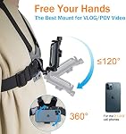 Haoyou Mobile Phone Chest Strap Mount Harness/Head Strap Holder kit for VLOG/POV Perfect View Angle,Compatible with iPhone,Samsung,Google and GoPro Hero13/12/11/10/9/8/7 AKASO,DJI Osmo Action Camera