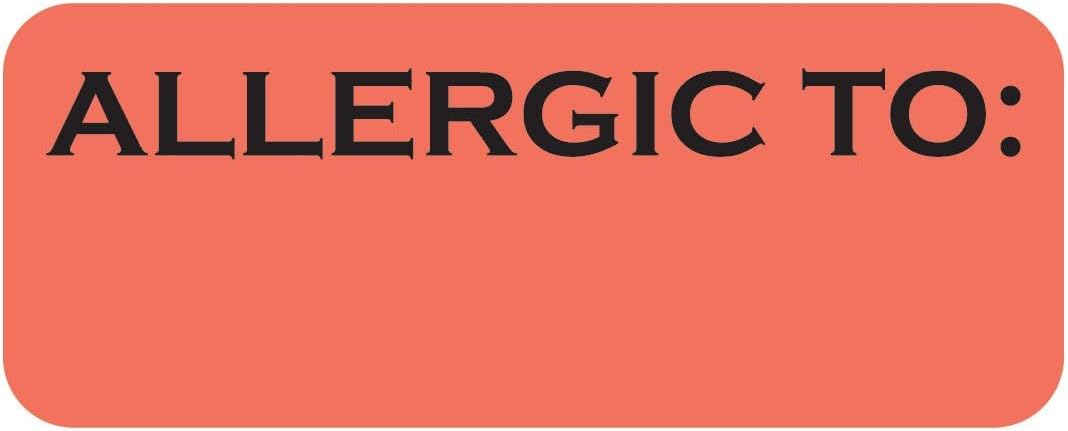 Allergic to Chart Label 1-1/2” x 7/8” Red and White Doctor Stuff Medical Allergy Sticker for Patient Folders Permanent Adhesive 500 Stickers/Box