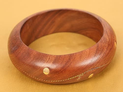 Image of Touchstone wood bracelets for women bangle wooden jewelry handmade artisan bangles natural handcrafted brown olive stylish chunky boho bohemian bracelet brass metal inlaid woods stackable