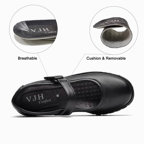 Image of VJH confort Women s Mary Jane Flats, Breathable Comfort Round Toe Low Heel Slip-on Light Weight Walking Shoes