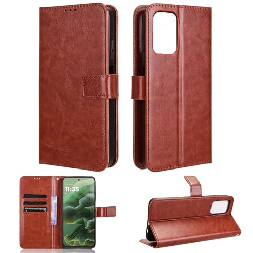 Soporte abatible de Cuero PU Compatible con ZTE Nubia Red Magic 7 Pro 5G Funda,Compatible con ZTE Nubia Red Magic 7 Pro 5G NX709J Funda Billetera con Ranuras para Tarjetas y Cierre magnético Brown