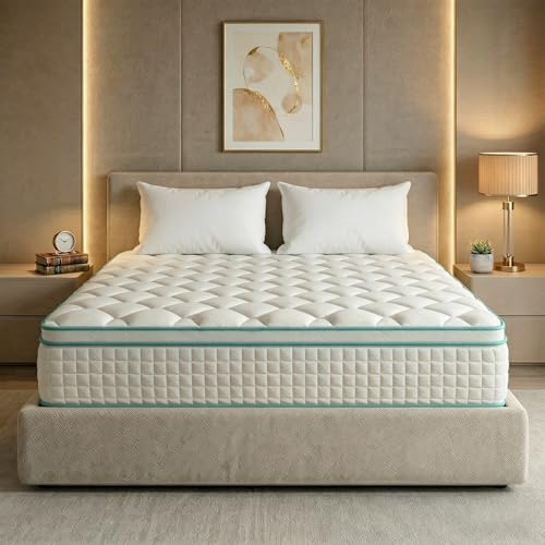 Simbrcx Twin Size Mattress 12 Inch Hybrid Mattresses Medium Firm Mattress Bed in a Box Memory Foam and Individual Pocket Springs Fiberglass Free & Pressure Relief CertiPUR-US 763912