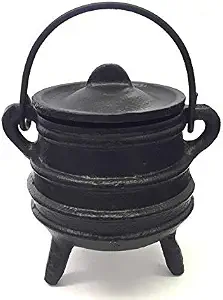 Cast Iron Cauldron with Handle & Lid, 4" High, 2.25" Diameter