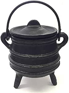 Cast Iron Cauldron with Handle & Lid, 4" High, 2.25" Diameter