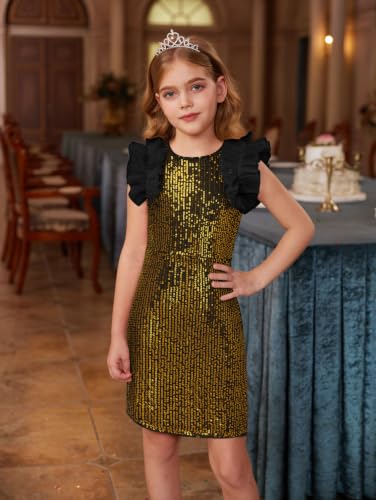 Image of GRACE KARIN Girls Sequin Formal Pageant Fancy Party Ruffle Prom Maxi Dress