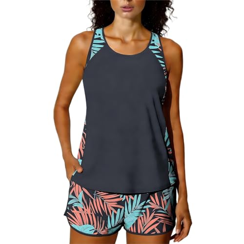 RLEHJN Tankini Damen Bauchweg,Zweiteilig Badeanzug Elegant Tanktop Swimsuits Bademode High Waist Schwimmanzug mit Badeshorts Badeanzüge Weiche Bequeme Swimwear Outdoor Sport Badebekleidung