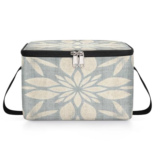 GzLeyigou Abstract Flower Lunch Bags for Women Men 9 Cans, Hot & Cold Food Delivery Bag Insulated Grocery Bag Insulated Lunch Box Floral Texture Cooler Bag for Office Work Picnic Beach