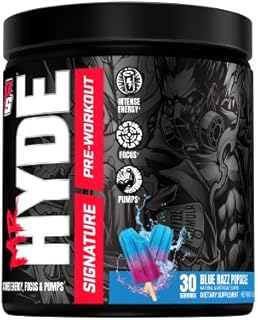 PROSUPPS Mr. Hyde Signature Pre Workout with Creatine, Beta Alanine, TeaCrine and Caffeine for Sustained Energy, Focus and Pumps - Pre-Workout Energy Drink for Men and Women (Blue Razz, 30 Servings)