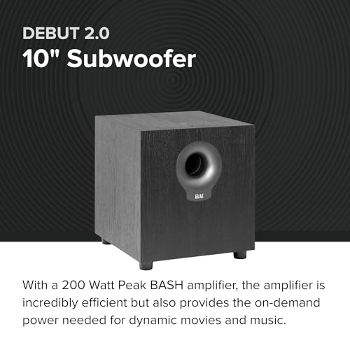 Image of ELAC Debut 2.0 DS10.2 200 Watt Powered Subwoofer, Black