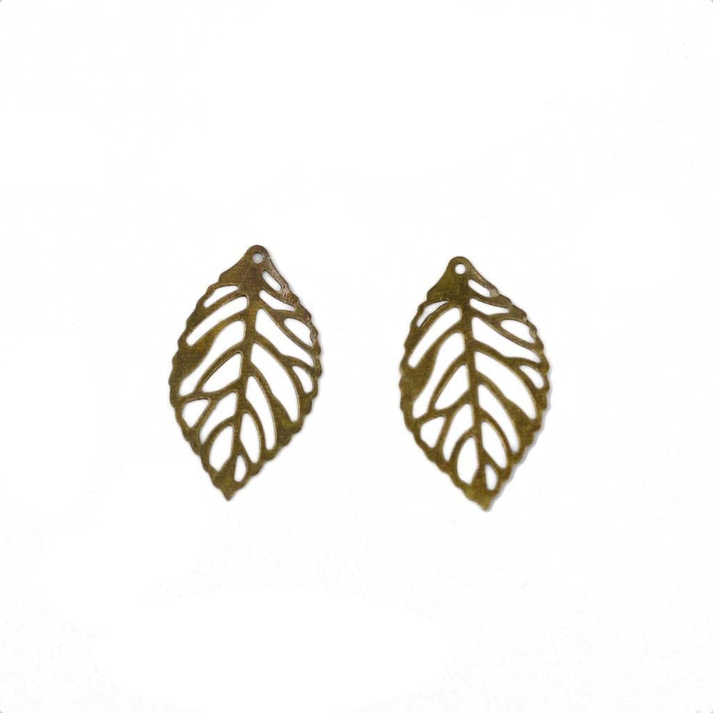 SNAPPSY 3x100 Pieces Tree Leaf Filigree Hollow Cut Charm Pendant DIY Jewelry Findings