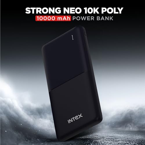 Image of Intex Strong Neo QCPD 10000mAh Power Bank with 22.5W Fast Charging, Type-C PD Input /Output, Dual USB Output, LED Indicators, Advanced Protection, Portable Power Bank for Smartphones & Tablets (Black)