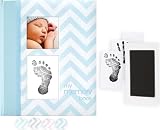 Pearhead First 5 Years Chevron Baby Memory Book and Ink Pad, Blue