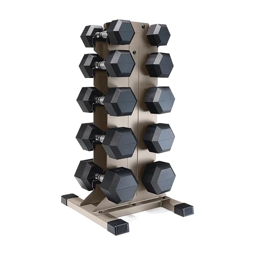 CAP 200 lb Rubber Coated Hex Dumbbell Set with Rack