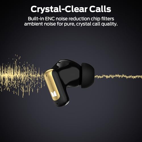 Monster N-Lite 217 Wireless Earbuds, Immersive Stereo Sound, Bluetooth 6.0 in-Ear Headphones, Built-in Smart Noise Cancelling Mic for Clear Calls, Comfortable Fit, 32H Playtime, IPX6 Waterproof, Black - Image 5